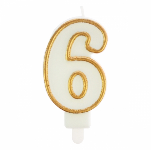 Number 6 Candle Gold